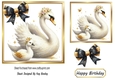 Lovely White/Gold Swan With Bow 7x7