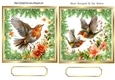 Two Lovely Robins In Flight Toppers With Ferns & Flowers (FOUR)