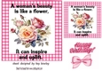 Pretty Vintage Flowers With Quote 7x7 Pink Gingham Frame (TWO)