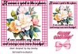 Pretty Vintage Flowers With Quote 7x7 Pink Gingham Frame (FOUR)