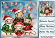Christmas Mouse Family With Baubles 8x8 (THREE)