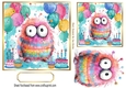 Birthday Balloons 7x7 With Cute Monster (TWO)