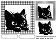 Black/White 7X7 Frame With Black Peeking Cat (FOUR)