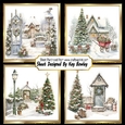 4 Lovely Vintage Christmas Scenes Cards 8x8 Mini Kit (Two)