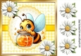 White Daisies With Yellow Gingham Bumble Bee 8x8 (ONE)