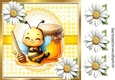 White Daisies With Yellow Gingham Bumble Bee 8x8 (TWO)