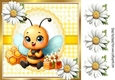 White Daisies With Yellow Gingham Bumble Bee 8x8 (FOUR)