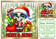 Christmas Gothic Santa With Icicles & Holly 8x8 (FOUR)