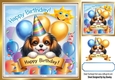 Cute Little Dog In Balloon & Birthday Banner 8X8 Frame (THREE)