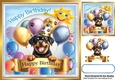 Cute Little Dog In Balloon & Birthday Banner 8X8 Frame (FOUR)