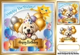 Cute Little Dog In Balloon & Birthday Banner 8X8 Frame (FIVE)