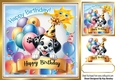 Cute Little Dog In Balloon & Birthday Banner 8X8 Frame (SEVEN)