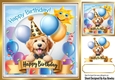 Cute Little Dog In Balloon & Birthday Banner 8X8 Frame (EIGHT)
