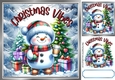 Blue Woodland Winter Christmas With Snowman & Presents 8x8 ( Two)