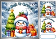 Blue Woodland Winter Christmas With Snowman & Presents 8x8 ( Three)