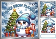 Blue Woodland Winter Christmas With Snowman & Presents 8x8 ( Four)
