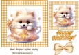 Cute Little Puppy  In A Teacup Gold Gingham 7x7 Frame (TWO)