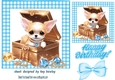 Cute Little Puppy  In A Jewellery Box Blue Gingham 7x7 Frame (THREE)