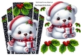 Cute Little Polar Bear With Black/White Art Deco Topper With Holly A5 (THREE)
