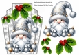 Lovely Silver Snowflake Art Deco Topper With Gnome A5 (ONE)