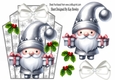Lovely Silver Snowflake Art Deco Topper With Gnome A5 (TWO)