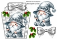 Lovely Silver Snowflake Art Deco Topper With Gnome A5 (THREE)
