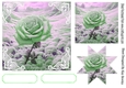 Pretty Christmas Green Rose With Snow 7x7 Ornate Corners (FOUR)