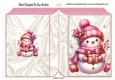 Lovely Pink Snowman In Folded Book (THREE)