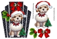 Cute Little Christmas Puppy With Black/White Topper With Red Bow A5 (THREE)