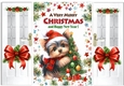 Lovely Christmas Gate Fold Card With Yorki Puppy (FOUR)