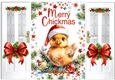 Lovely Christmas Gate Fold Card With Little Chick Red Bows (ONE)
