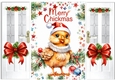 Lovely Christmas Gate Fold Card With Little Chick Red Bows (TWO)
