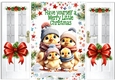 Lovely Christmas Gate Fold Card With Little Chicks Red Bows (THREE)