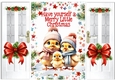 Lovely Christmas Gate Fold Card With Little Chicks Red Bows (FOUR)
