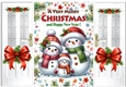 Lovely Christmas Gate Fold Card With Cute Snowmen Red Bows (One)