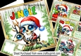 4 Christmas Gothic Santas With Holly & Icicles 8x8 Card Fronts Mini Kit