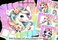 4 Pretty Unicorns In Rainbow Frill 8X8 Frames Cards Mini Kit