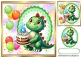 Cute Birthday Dragon With Balloons & Cake 8x8 (AGED SIX)