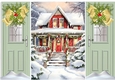 Pretty Snowscene With House Christmas Green Gate Fold (ONE)