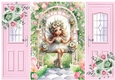 Pretty Fairy On A Swing With Pink Roses Pink Gate Fold (TWO)