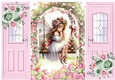 Pretty Fairy On A Swing With Pink Roses Pink Gate Fold (THREE)