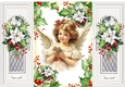 Pretty Christmas Vintage Angel With White Poinsettias Gate Fold (FOUR)
