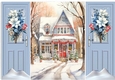 Pretty Christmas Scene,Snow House Blue Gate Fold (TWO)