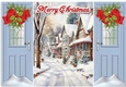 Pretty Christmas Scene,Snow Houses Blue Gate Fold (THREE)