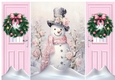 Pink Gate Fold, With Wreaths With Cute Snowman One
