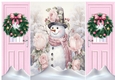 Pink Gate Fold, With Wreaths With Cute Snowman Two