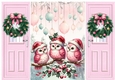 Pink Gate Fold With Wreaths With Cute Little Birds Two