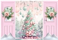 Pink Gate Fold, With Flowers With Christmas Tree