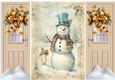 Beige Gate Fold With Gold Flowers With Vintage Snowman In A Hat