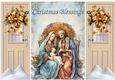 Beige Gate Fold With Gold Flowers With A Nativity